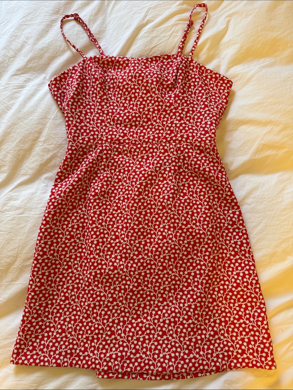 Floral Red Spaghetti Strap Mini Dress